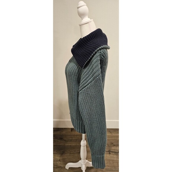 Athleta Women’s Medium Green Cotton Blend Pullover Sweater Half Zip Knit - Picture 2 of 6